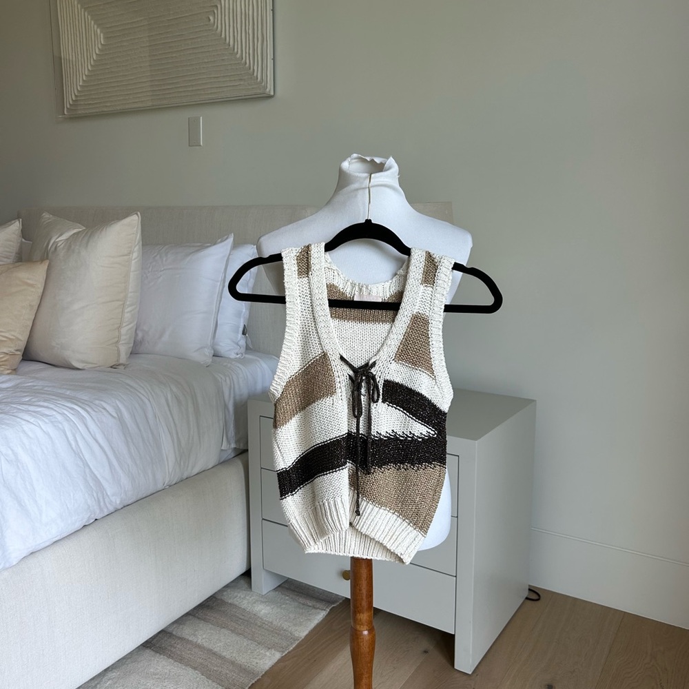 Liu Jo Textured Knit Top in Cream and Brown